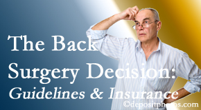 Satterwhite Chiropractic realizes that back pain sufferers may choose their back pain treatment option based on insurance coverage. If insurance pays for back surgery, will you choose that? 