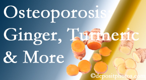 Satterwhite Chiropractic presents benefits of ginger, FLL and turmeric for osteoporosis care and treatment.