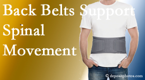 Satterwhite Chiropractic offers backing for the benefit of back belts for back pain sufferers as they resume activities of daily living.