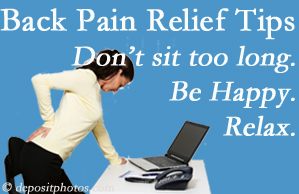 Satterwhite Chiropractic reminds you to not sit too long to keep back pain at bay!
