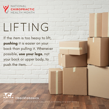 Satterwhite Chiropractic advises lifting with your legs.