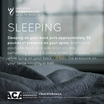 Satterwhite Chiropractic recommends putting a pillow under your knees when sleeping on your back.