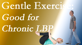 Satterwhite Chiropractic shares new research-reported gentle exercise for chronic low back pain relief: yoga and walking and motor control exercise. The best? The one patients will do. 