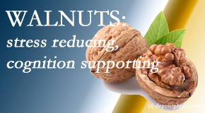 Satterwhite Chiropractic shares a picture of a walnut which is said to be good for the gut and lower stress.