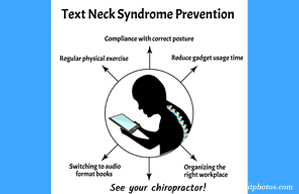 Satterwhite Chiropractic presents a prevention plan for text neck syndrome: better posture, frequent breaks, manipulation.