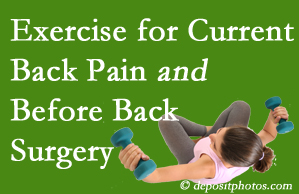 Oxford exercise helps patients with non-specific back pain and pre-back surgery patients though it is not often prescribed as much as opioids.